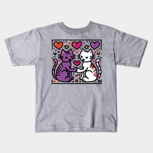 Show Your Love - Keith Haring inspired Cat Design Kids T-Shirt